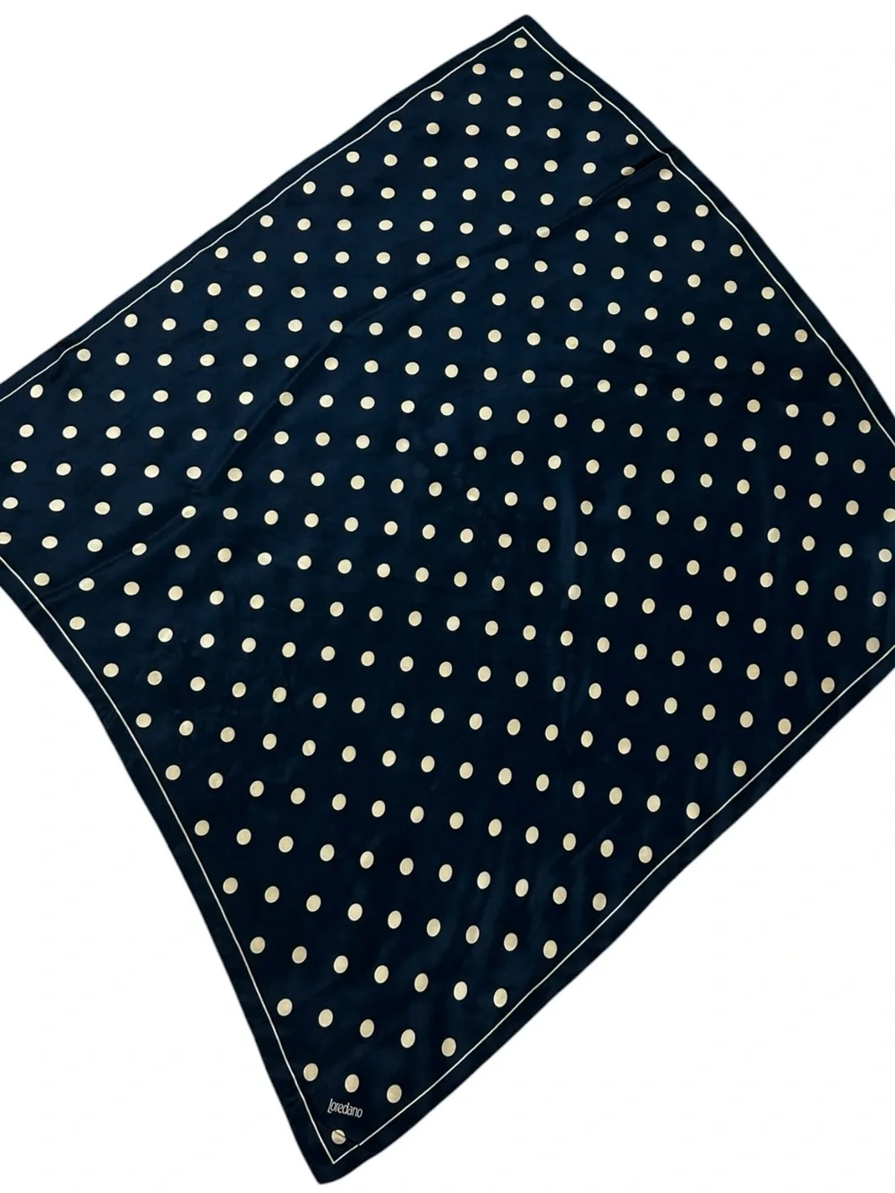 Loredano Navy Polka Dot Silk Scarf Square 35x34 Designer Italy